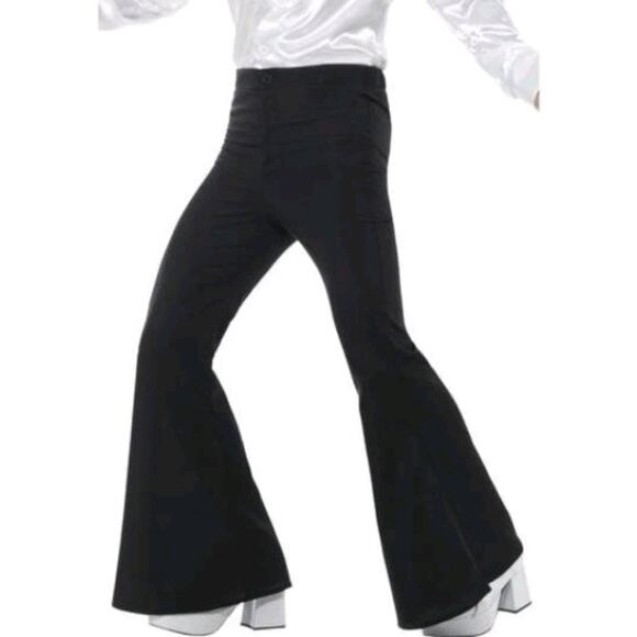 Smiffy's Mens Adult 60s 70s Flared Black Trousers Halloween Costume sz M - Picture 1 of 5